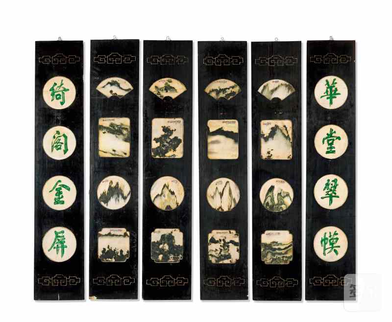 Lot1028 民国 大理石挂屏 六屏